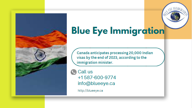 Canada anticipates processing 20,000 Indian visas by the end of 2023, according to the immigration minister.